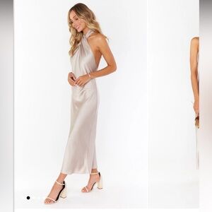 Elegant Halter Neck Satin Dress